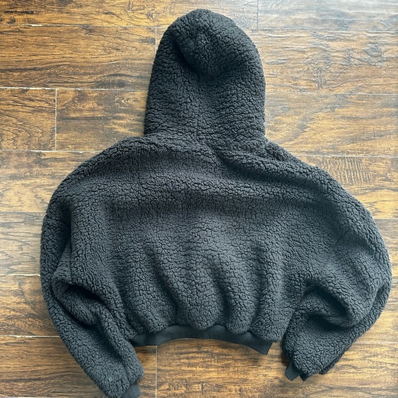 Popflex Black Faux Sherpa Pullover Hoodie - Picture 2 of 5